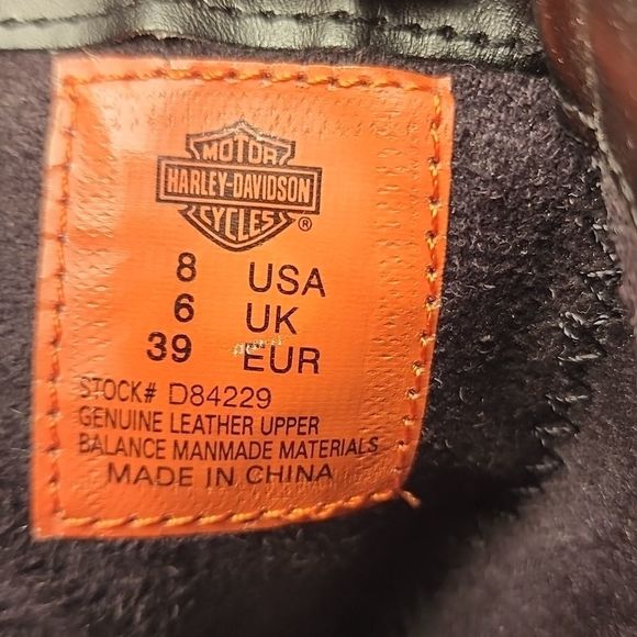 Harley Davidson Moto Boots Size 8 Leather Zip Side Button Accents Stamped Logo - Picture 12 of 16